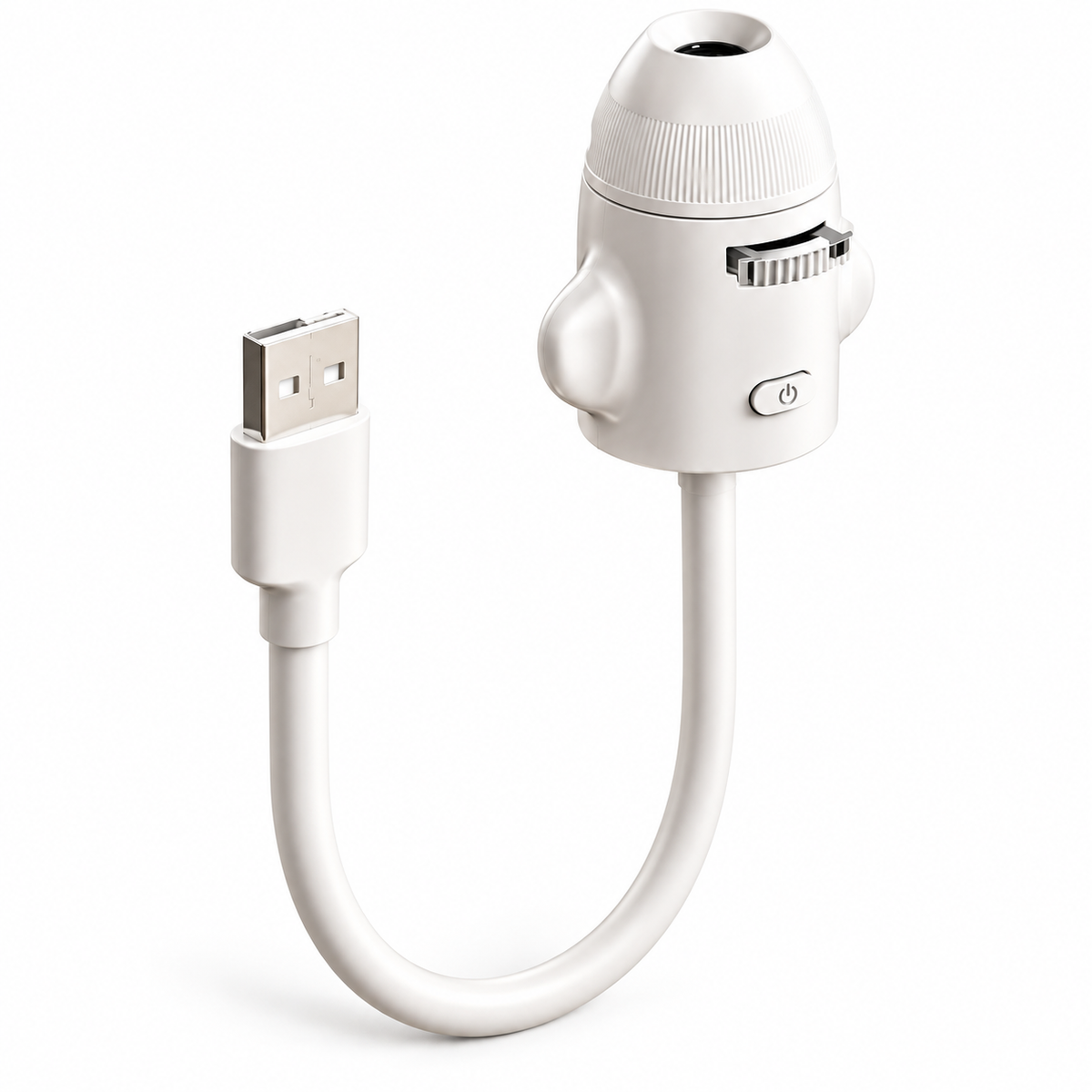 White projector lamp with USB-A connector and flexible cable